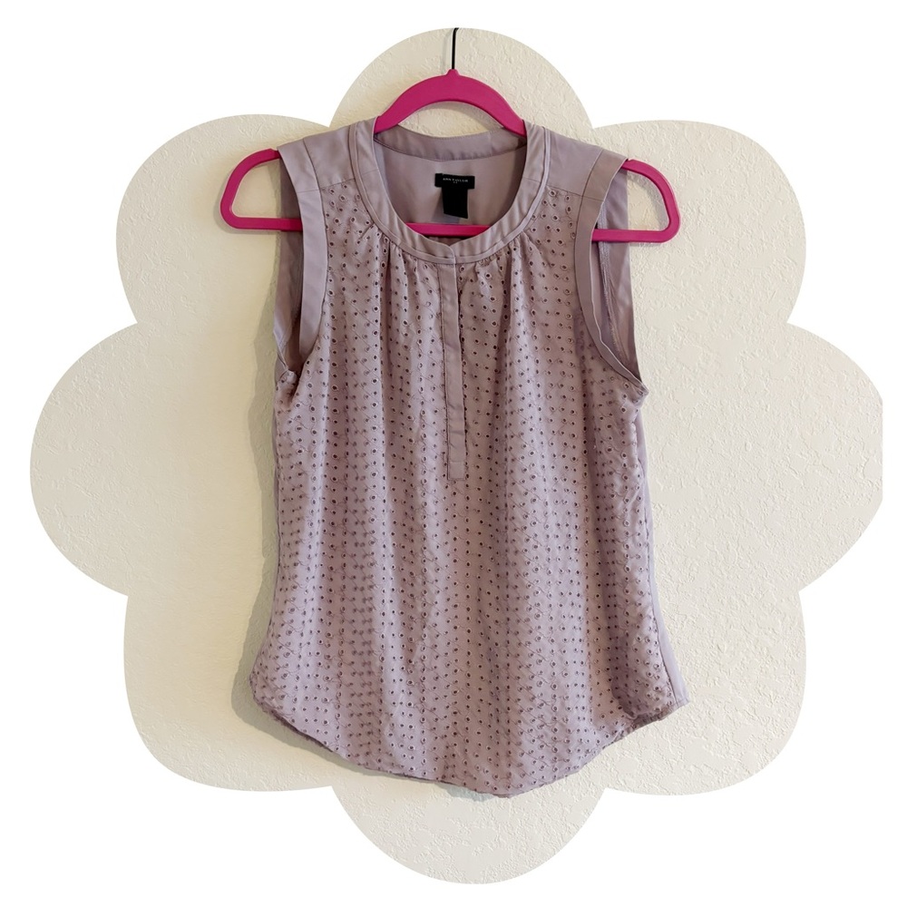 Ann Taylor Eyelet Sleeveless Blouse Lavender